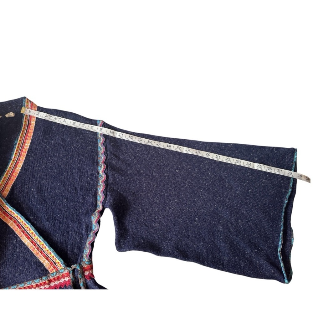 Anthropologie Moth Corn Wind Navy Kimono Cardigan Wrap Sweater women’s medium - Picture 14 of 17